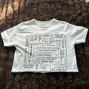 Vintage edgy White Graphic Crop/gym pump sz: small